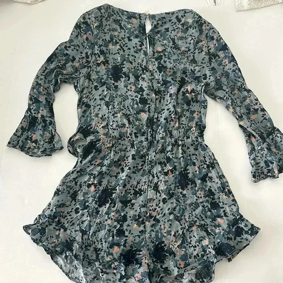 NWT Free People All the Right Ruffles Romper Medium (Rain Blue Combo) - Picture 7 of 8